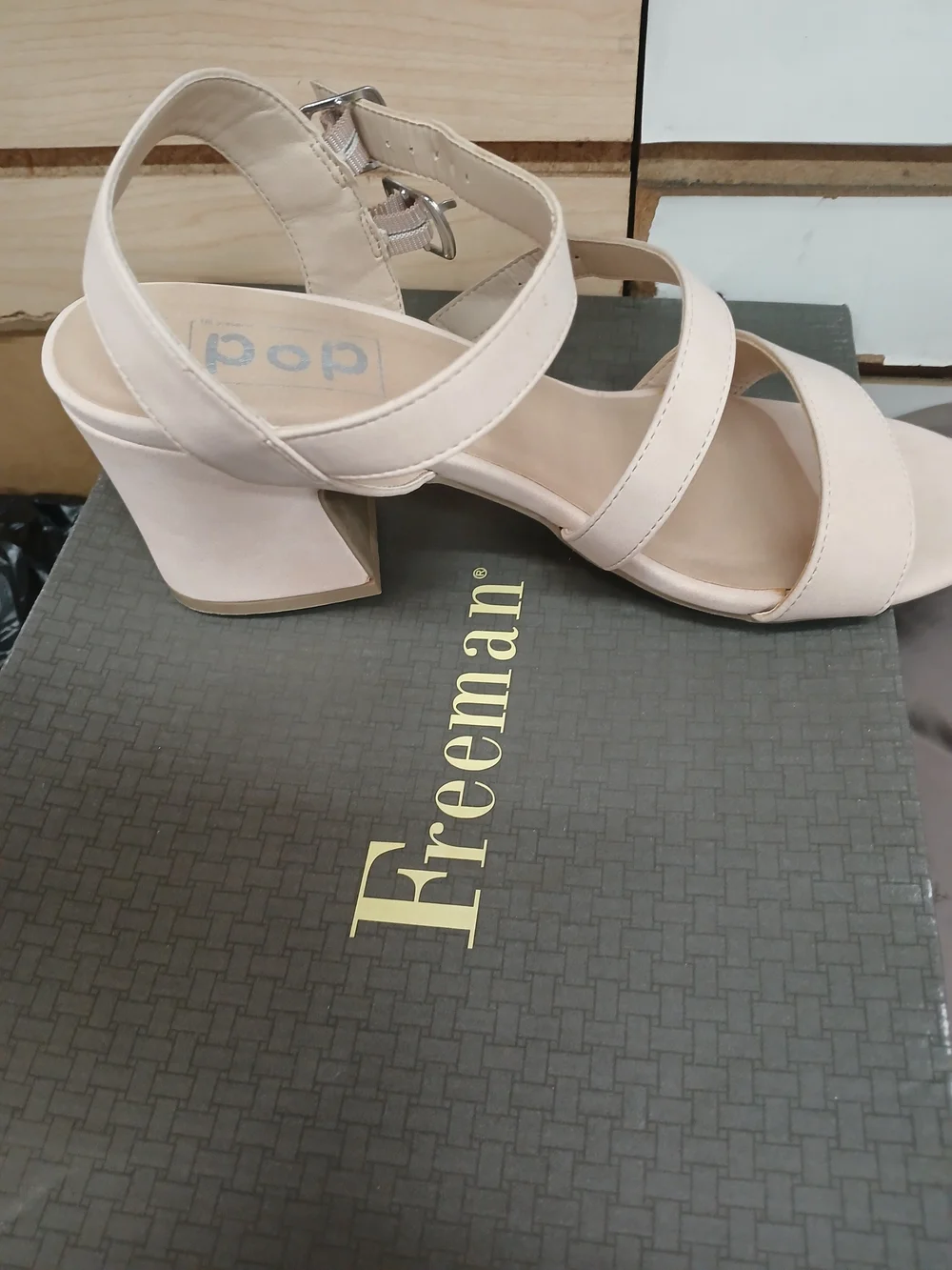 pop Beige Strappy Block Heel Sandals